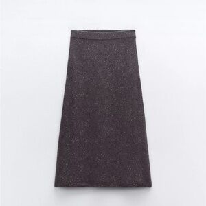 Zara Metallic Charcoal A-Line Skirt